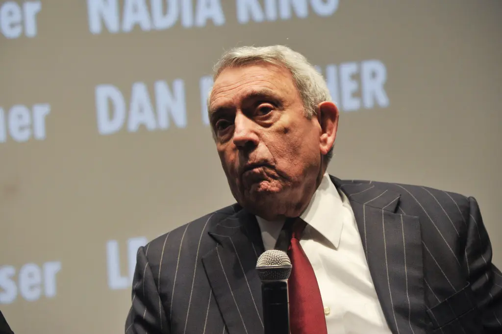 WASHINGTON, DC- OCTOBER 14: Brian Stelter from CNN's Reliable Source speaks with former CBS news Anchor Dan Rather and director James Vanderbilt during in the Q&A following the screening of Sony Pictures Classics' TRUTH at the Navy Memorial Theater on October 14, 2015 in Washington, DC. (Photo by Kris Connor/Sony Pictures Classic)