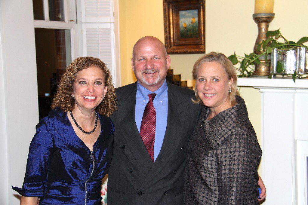 Sen. Mary Landrieu welcomed Rep. Debbie Wasserman Schultz and her husband Steve Schultz into her home for a celebration of the Congresswoman's new book, For the Next Generation.