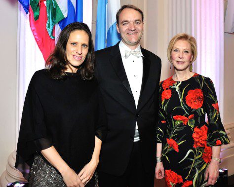 2015TWCGala (240) - Cecilia Nahon, Ambassador of the Argentine Republic, Chris Denby, Board Chairman of The Washington Chorus and Dianne Peterson, Executive Director TWC